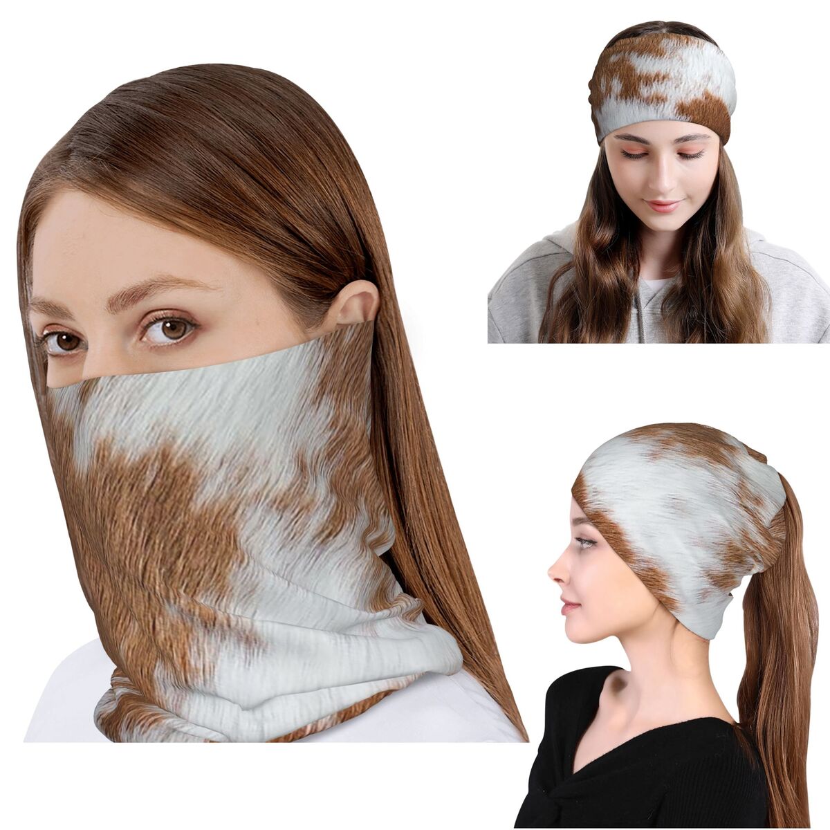 Knit Beanie Hat Warm - Stylish Cow Fur Cowhide Texture Cow