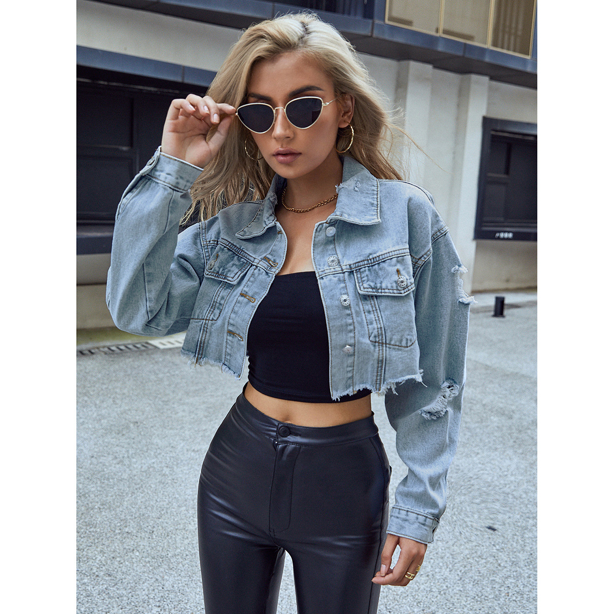 Down Jacket Packable - Women Denim Coats Solid Short Jackets