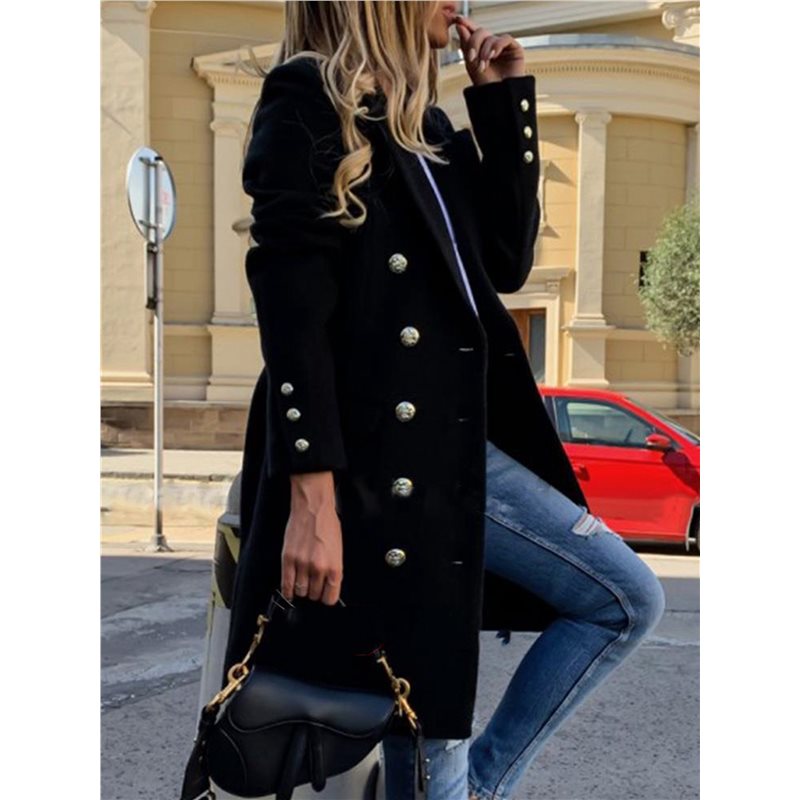 A24F-Women Fall Winter Wool Co - Wool Coat Peacoat recension och pris