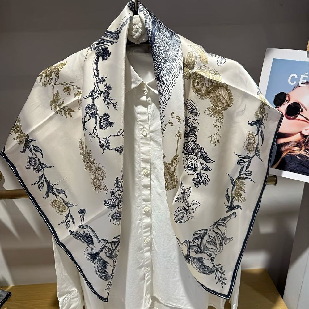[BYSIFA] Blue White 100% Silk  - Shawl Wrap Winter recension och pris