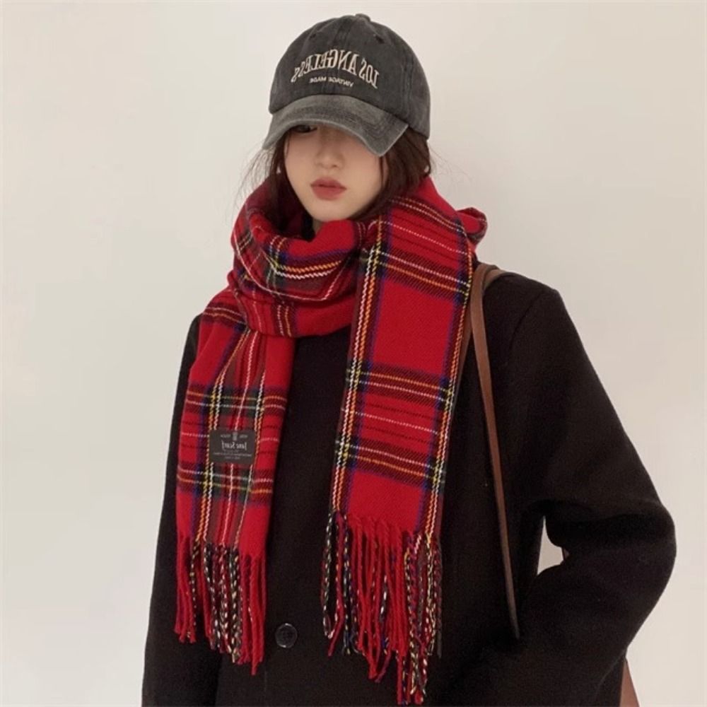 Retro Tassel Plaid Wool Scarf  - Wool Scarf Men recension och pris