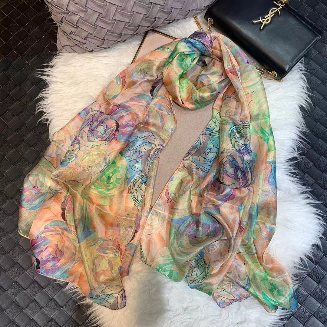 Ladies Green 100% Silk Scarf S - Shawl Wrap Winter recension och pris