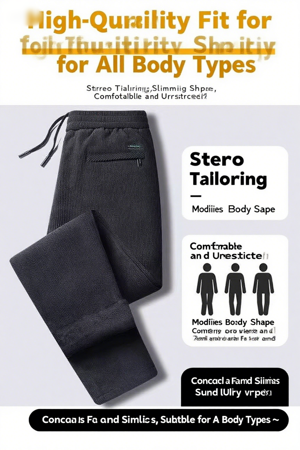 Black gray men's corduroy and  - Corduroy Pant Warm recension och pris