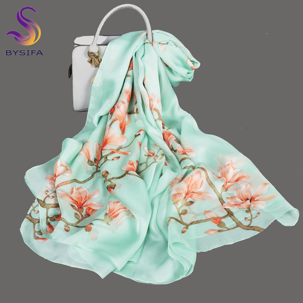 BYSIFA| Light Green Silk Scarf - Shawl Wrap Winter recension och pris