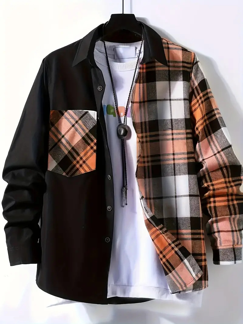Spring and Autumn Men's Casual - Flannel Shirt Lined recension och pris