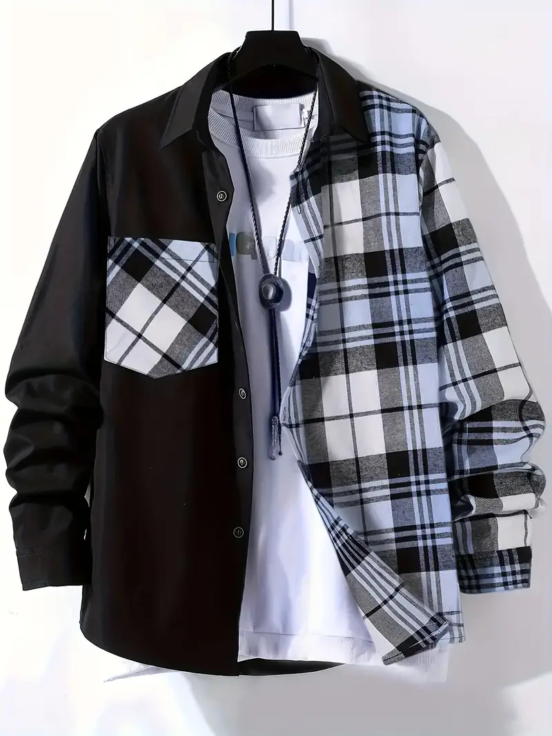 Spring and Autumn Men's Casual - Flannel Shirt Lined recension och pris