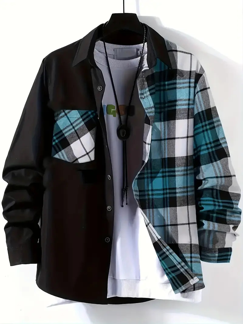 Spring and Autumn Men's Casual - Flannel Shirt Lined recension och pris