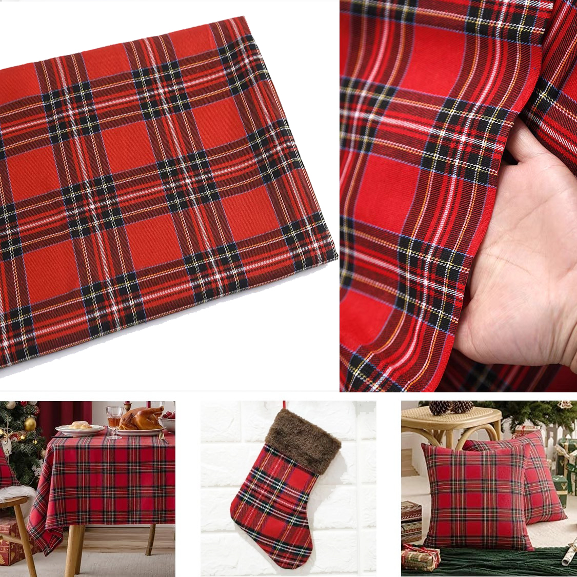 Christmas Plaid Fabric for DIY - Flannel Shirt Lined recension och pris