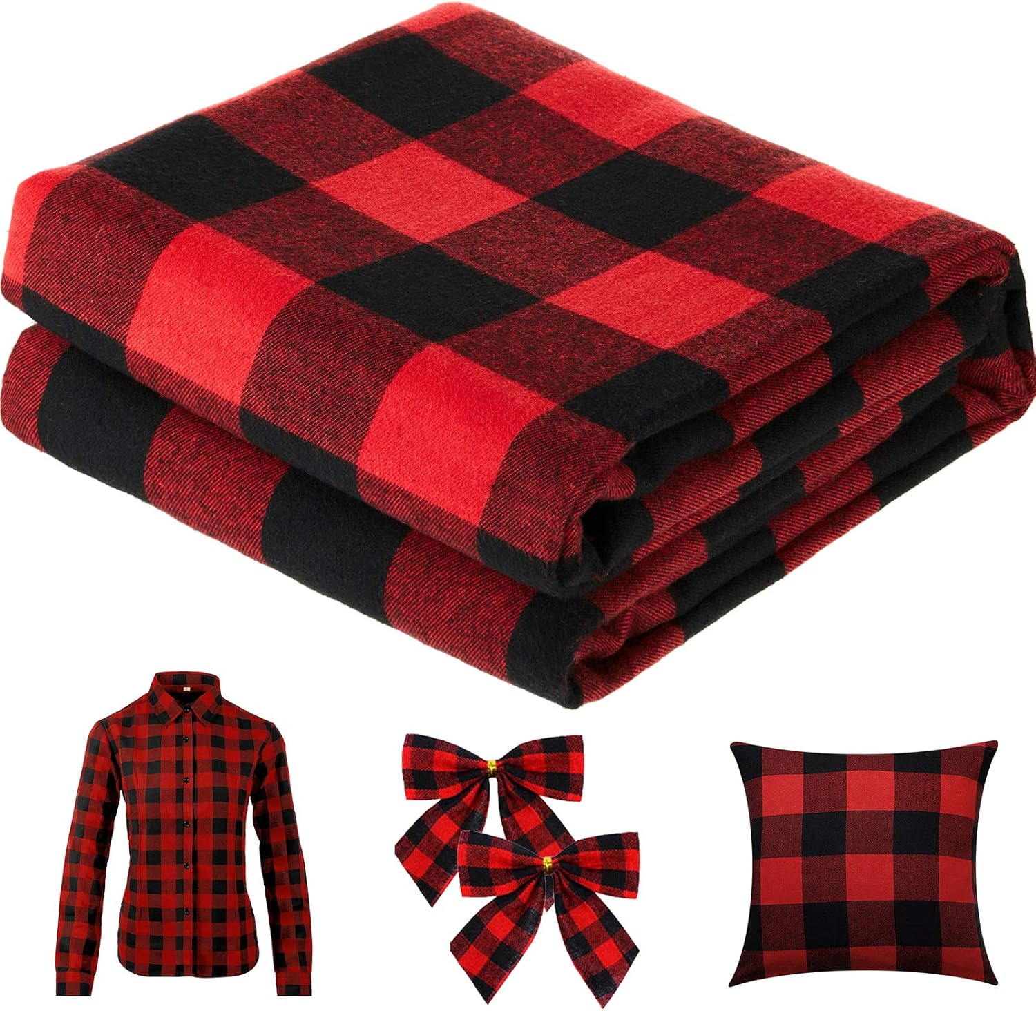 Christmas Plaid Fabric for DIY - Flannel Shirt Lined recension och pris